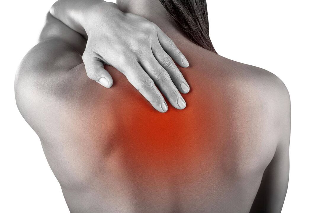 Back pain in the shoulder blade area due to illness or injury